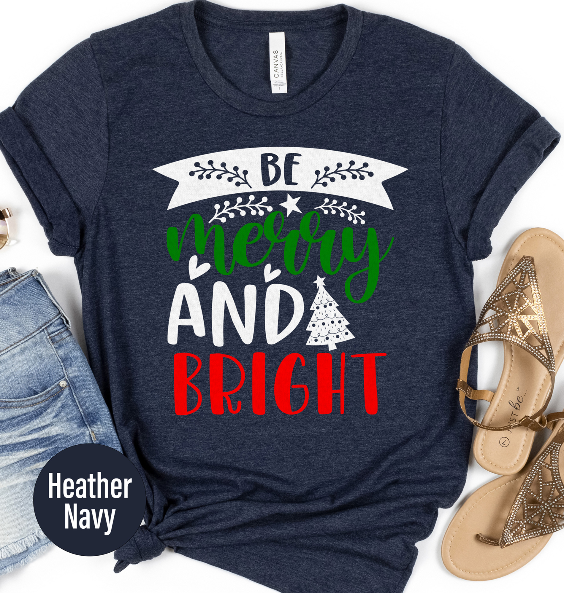 Be Merry Bright Christmas Tee - Festive Holiday Wear