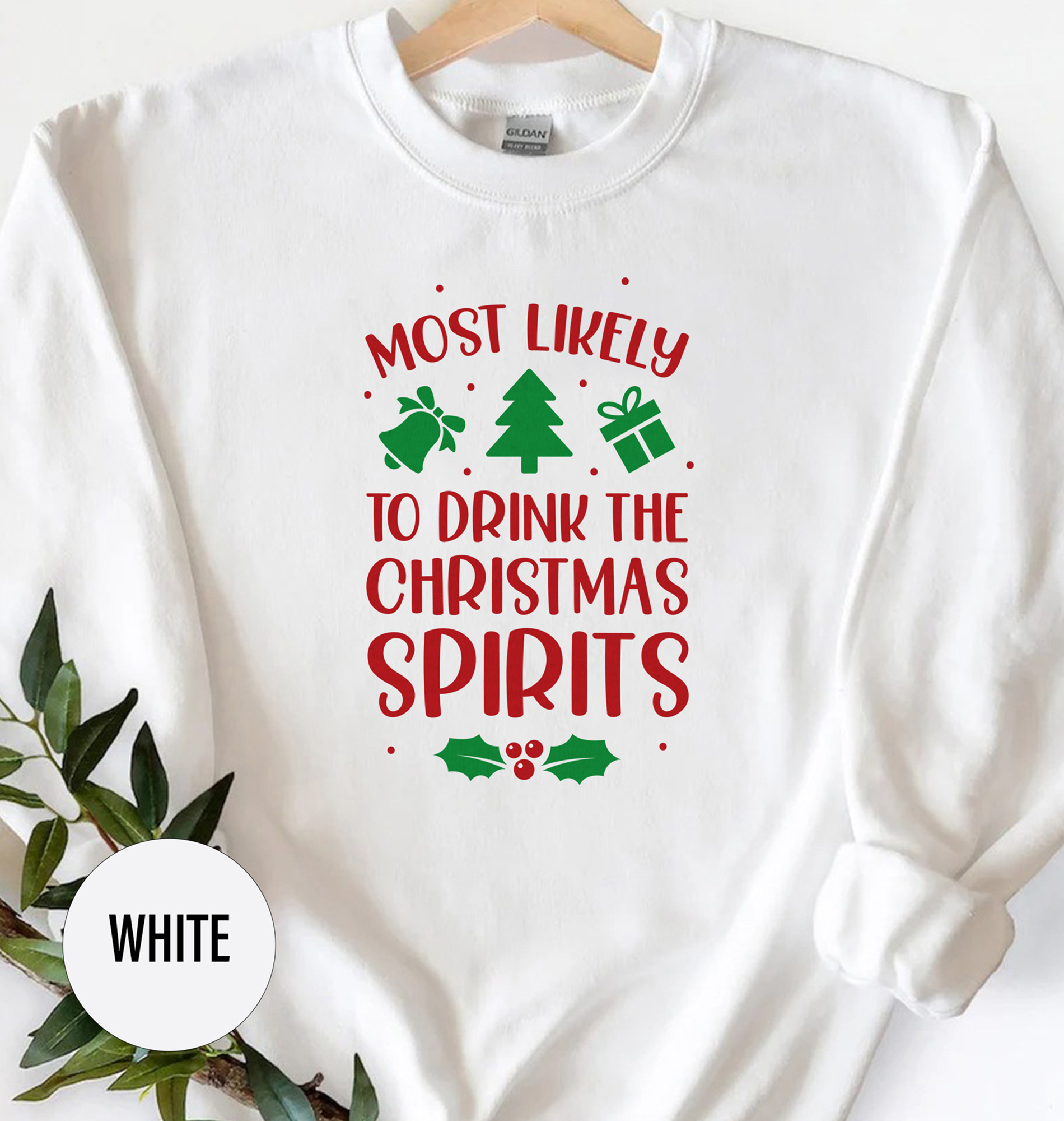 Fun Christmas Spirits Holiday Tee - Most Likely To Drink