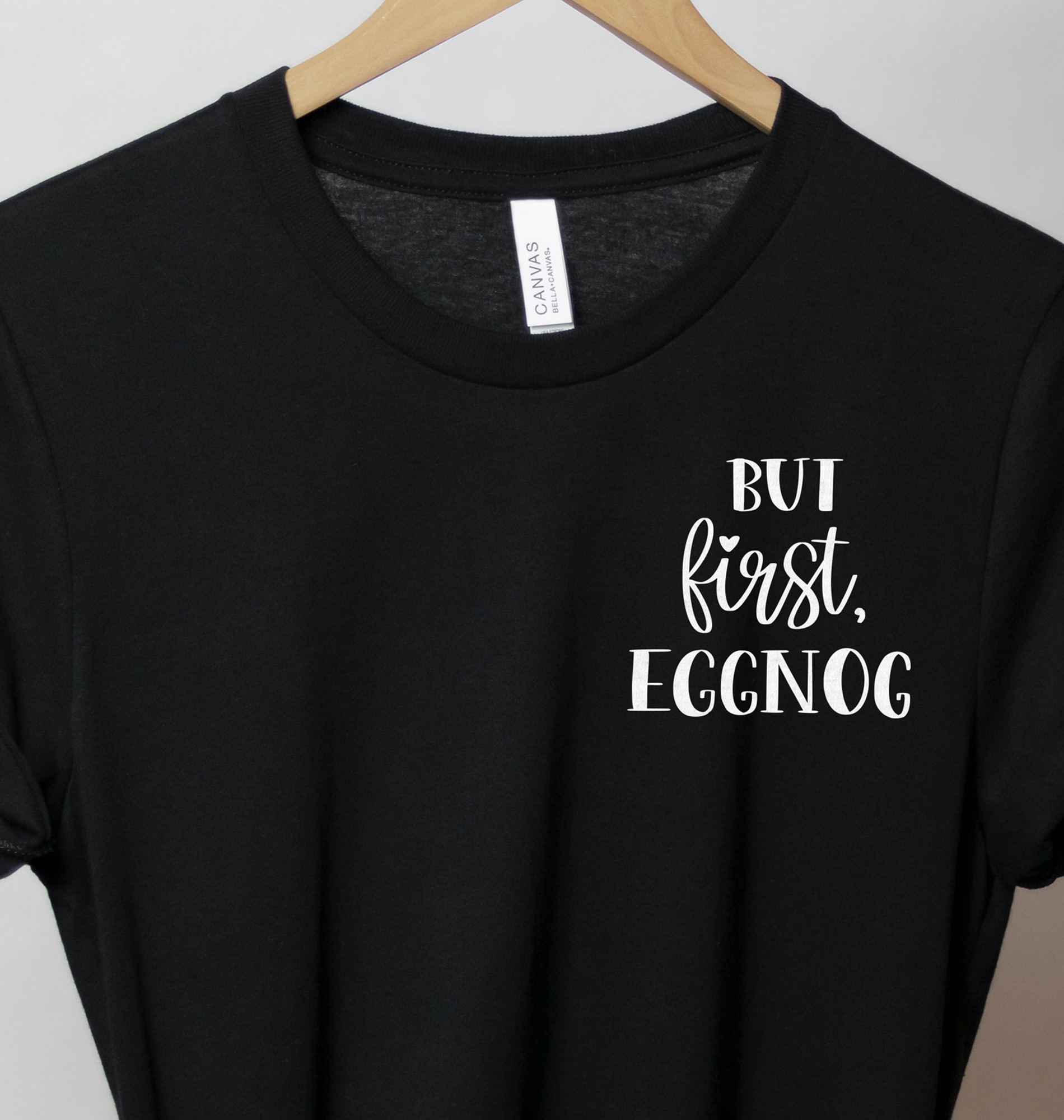 "but First, Eggnog" Festive Christmas Tee - Holidayshirts.com