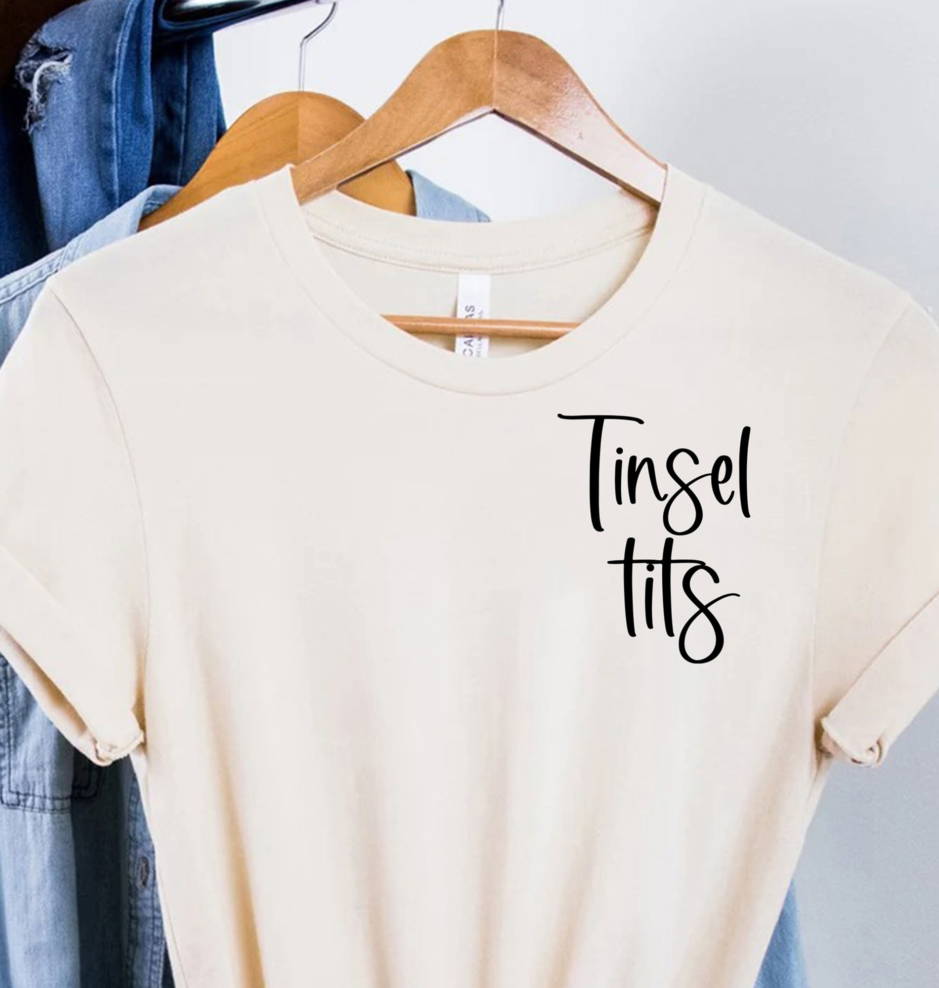 Festive Tinsel Tits Holiday Tee - Christmas Shirt