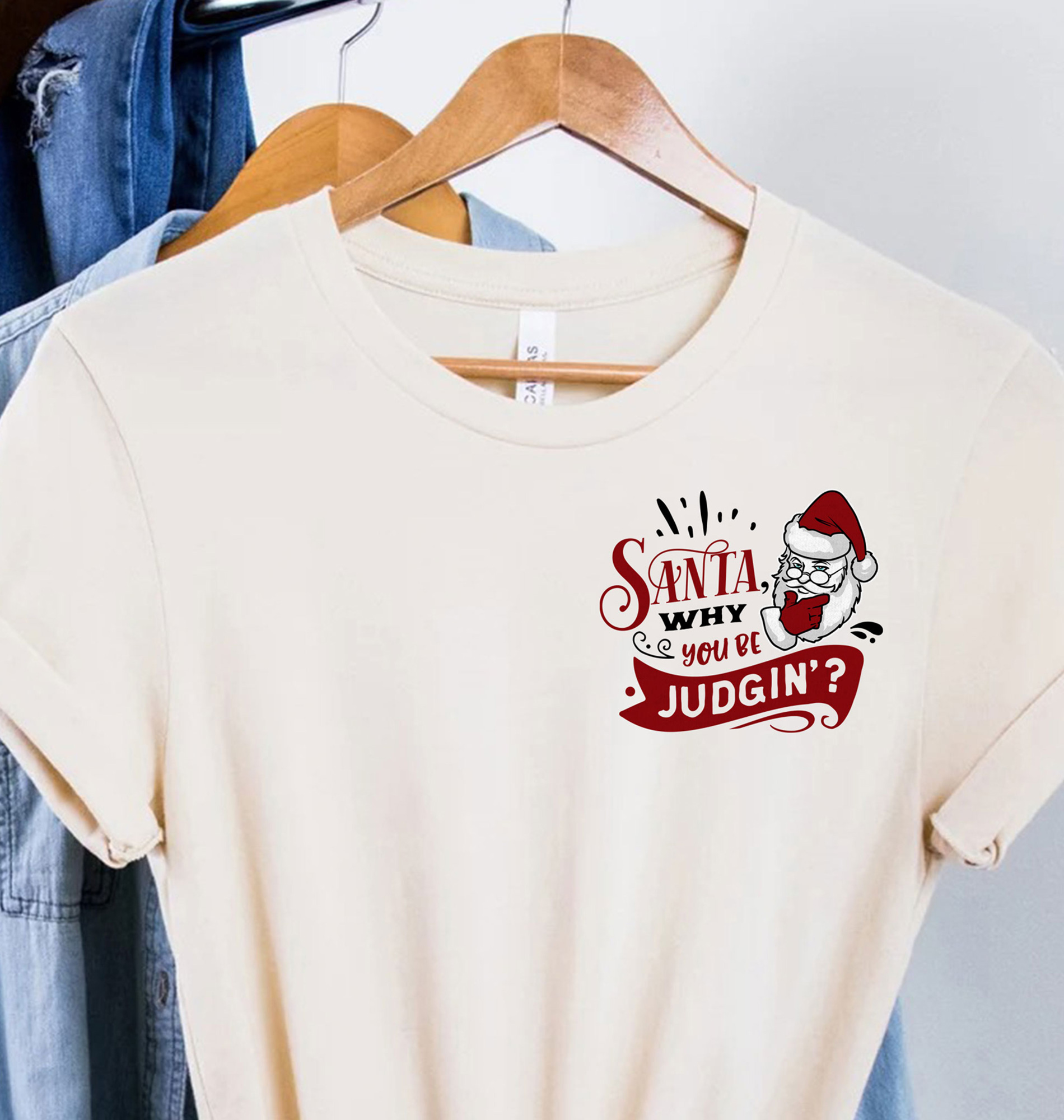 Judgmental Santa Christmas Tee - Holidayshirts.com