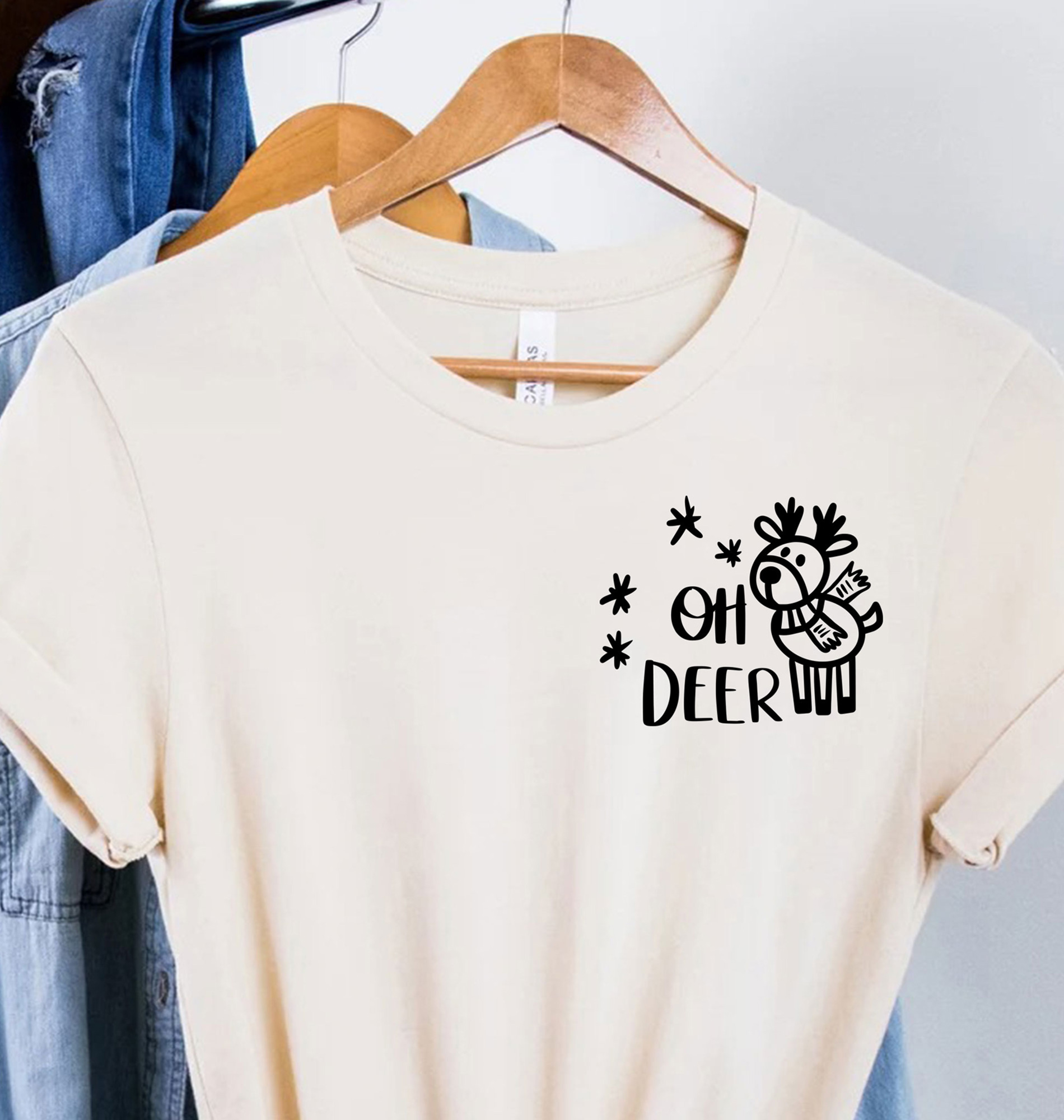 Festive Oh Deer Holiday T-shirt - Christmas Apparel