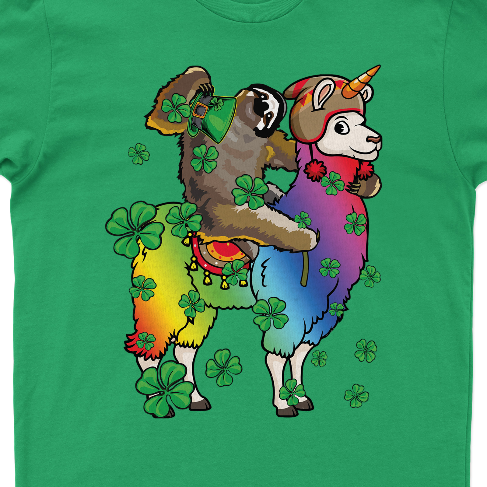 Sloth Riding His Lucky Llama St. Patrick's Day T Shirt