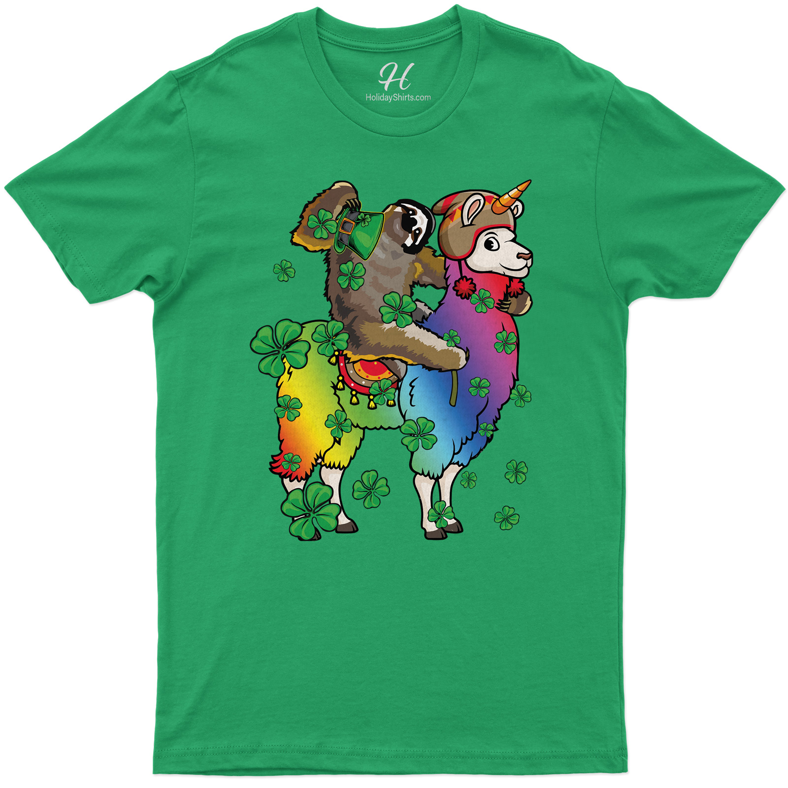 Sloth Riding His Lucky Llama St. Patrick's Day T Shirt