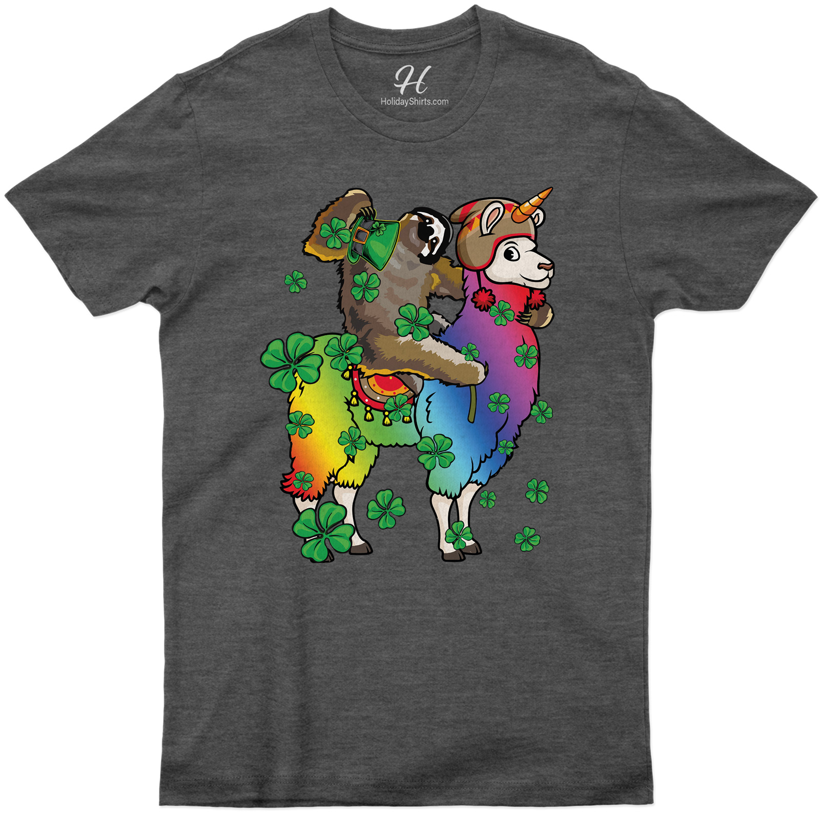 Sloth Riding His Lucky Llama St. Patrick's Day T Shirt