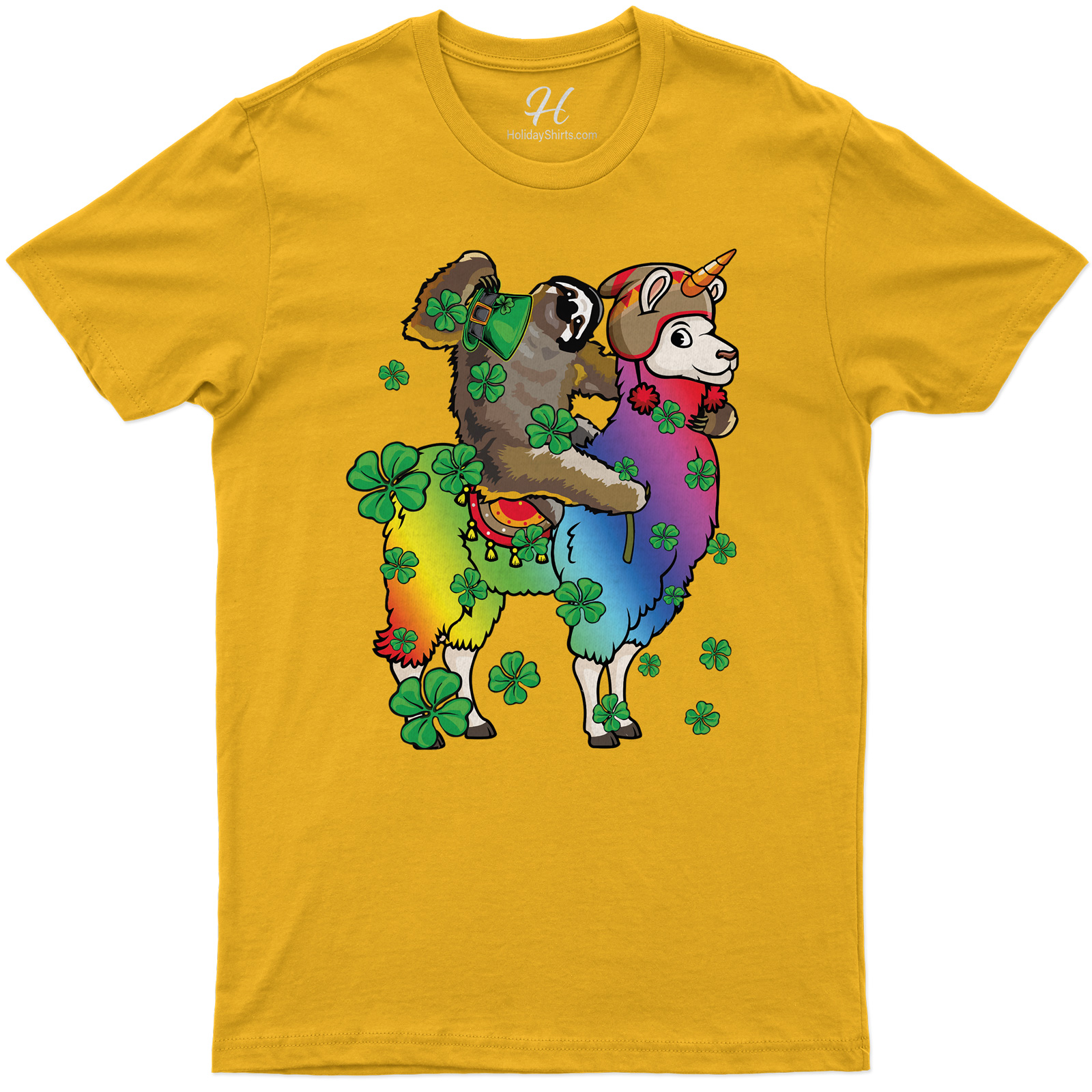Sloth Riding His Lucky Llama St. Patrick's Day T Shirt