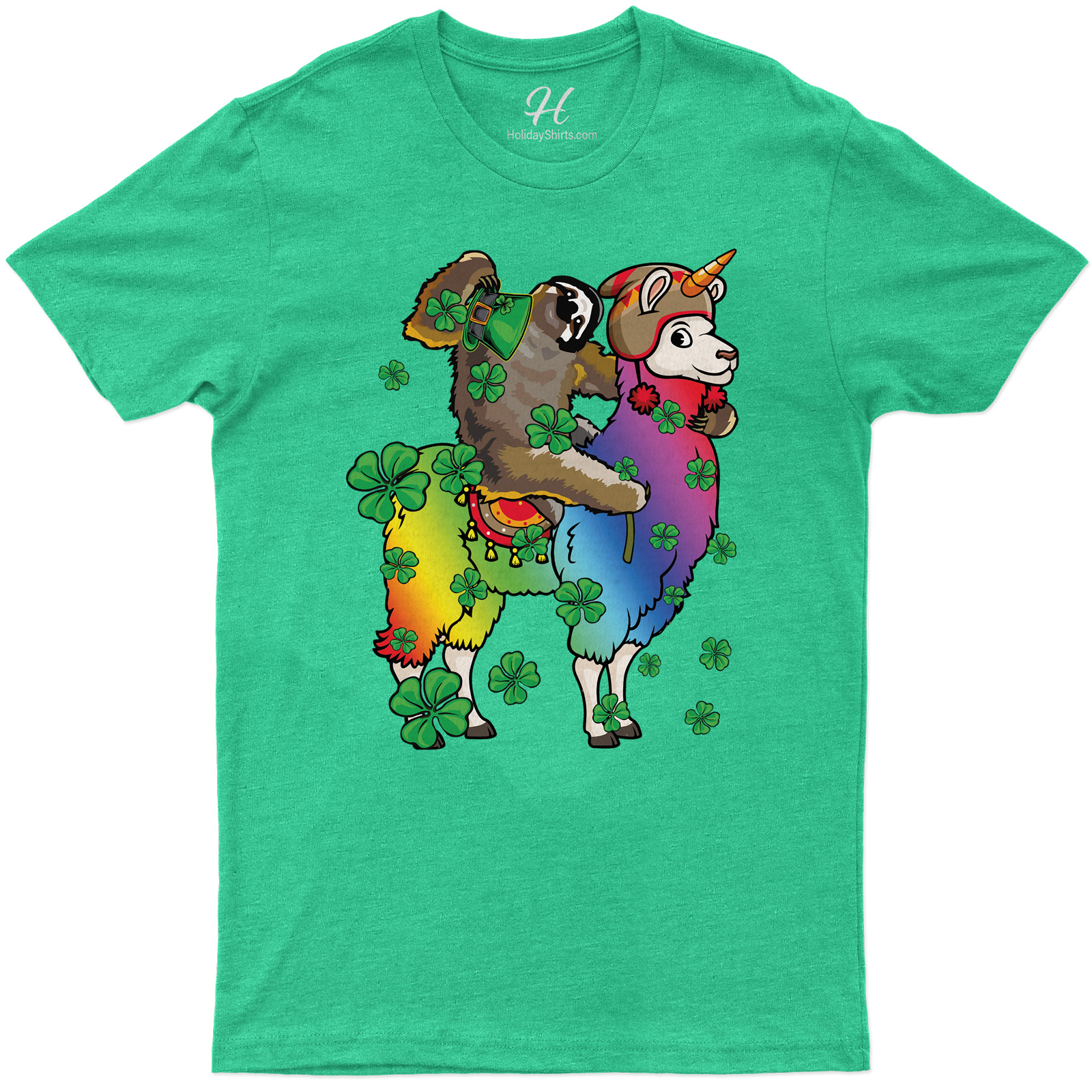 Sloth Riding His Lucky Llama St. Patrick's Day T Shirt