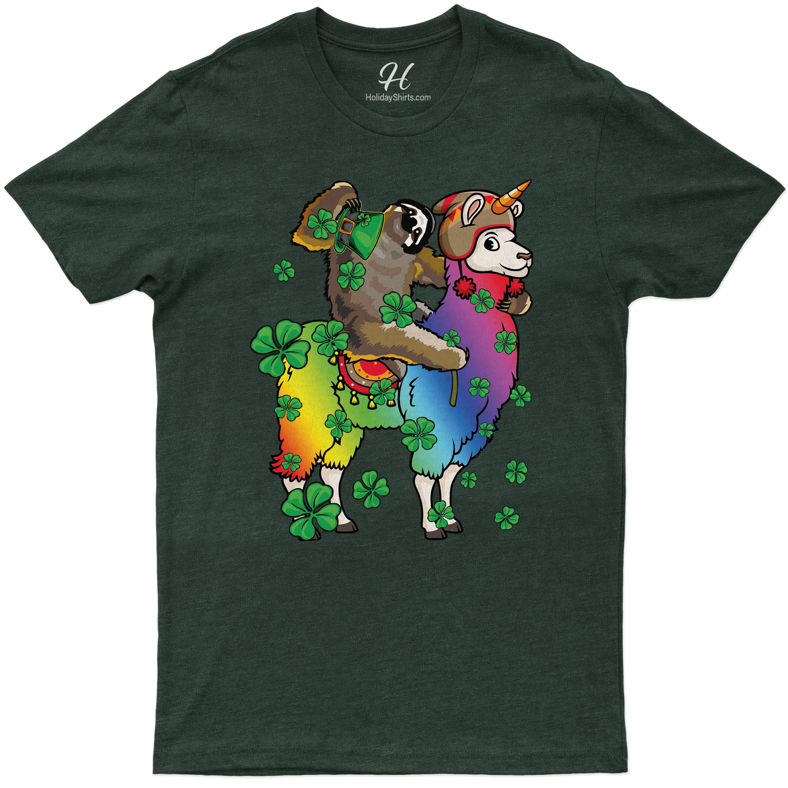 Sloth Riding His Lucky Llama St. Patrick's Day T Shirt