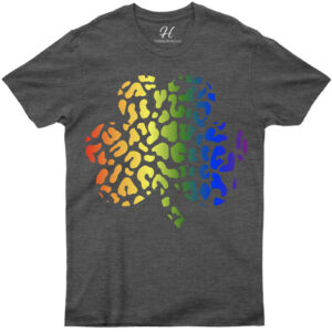 Rainbow Leopard Print Clover St. Patrick's Day T Shirt