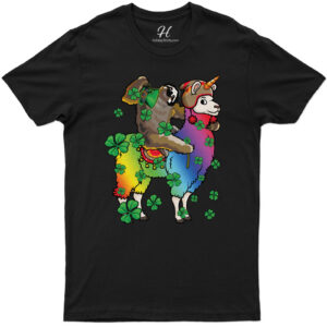 Rainbow Llama And Lucky Sloth T St. Patrick's Day T Shirt