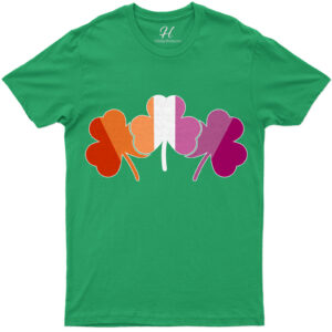 Sunset Lesbian Three Leaf Clover St. Patrick's Day T Shirt