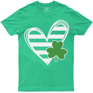 Striped Heart Clover Tee St. Patrick's Day T Shirt