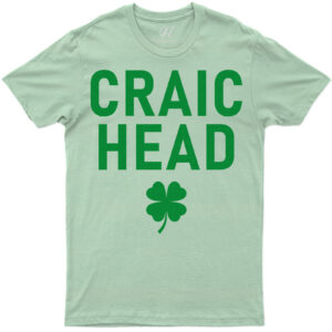 Craic Head Clover Graphic Festive Tee For St. Patrick's Day Celebrations
