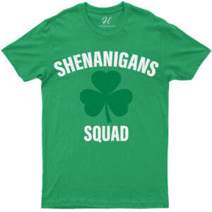 Shenanigans Squad Clover Graphic Festive Tee For St. Patrick's Day Celebrations