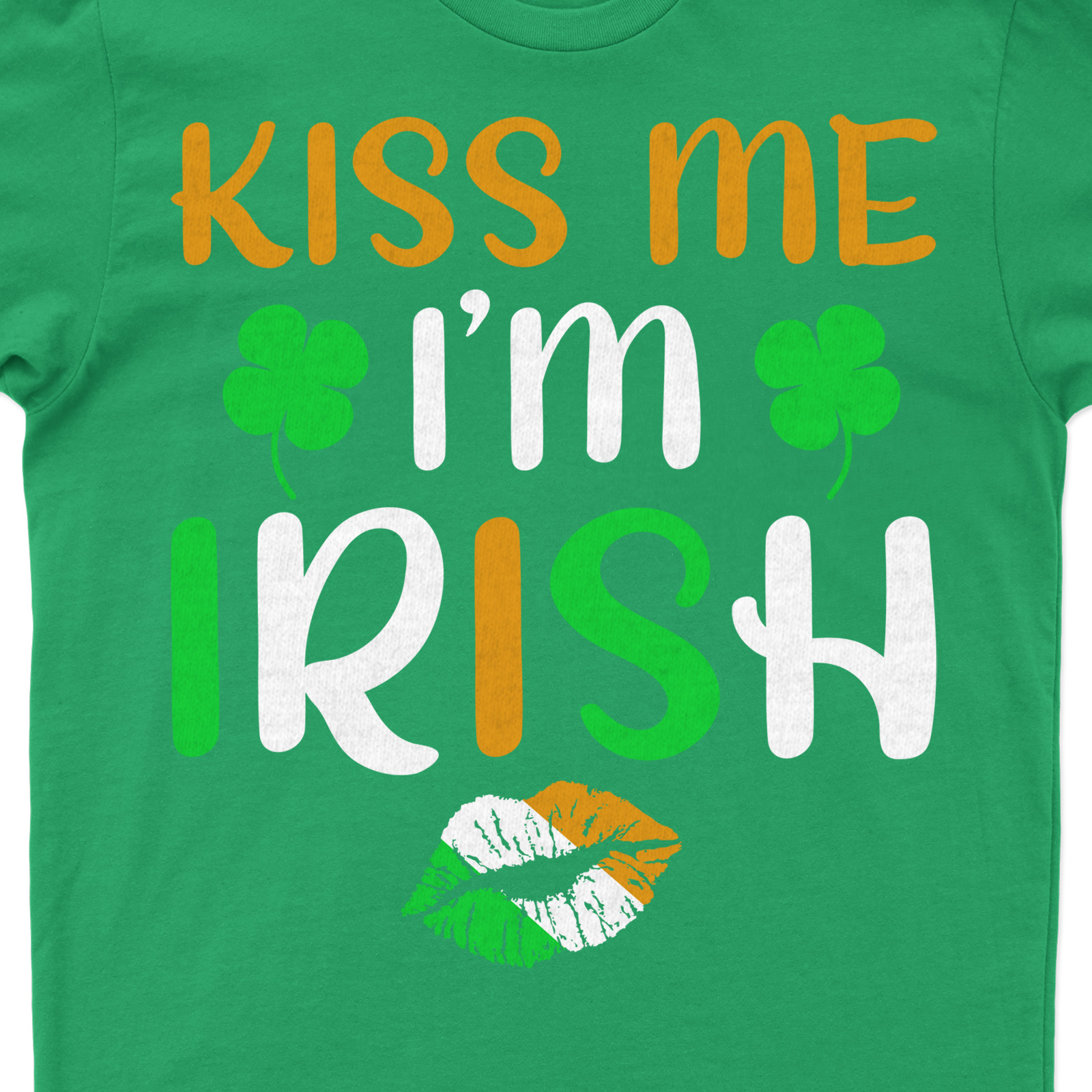 Festive 'kiss Me I'm Irish' Clover & Lips Graphic Tee For St. Patrick's Day Celebrations