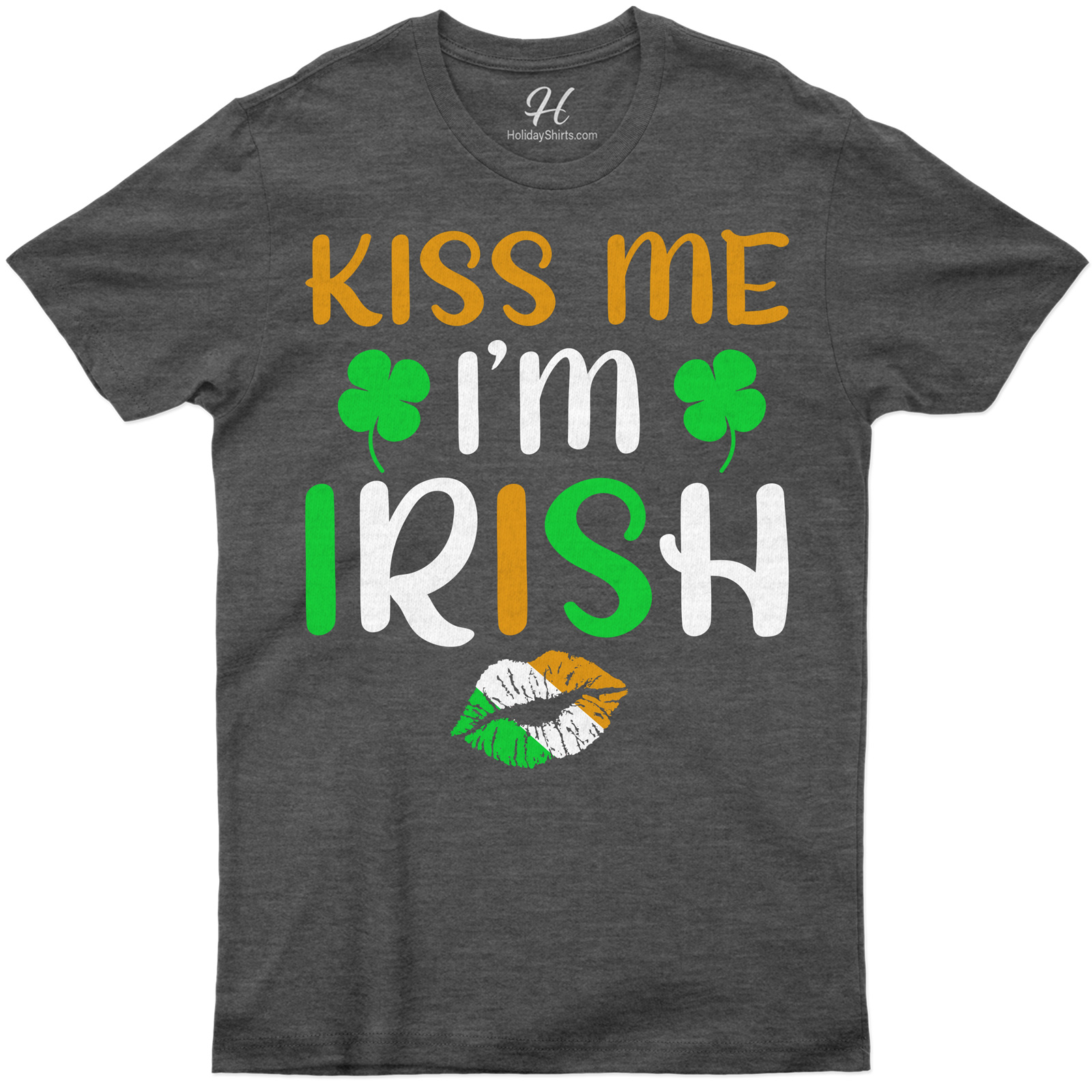 Festive 'kiss Me I'm Irish' Clover & Lips Graphic Tee For St. Patrick's Day Celebrations