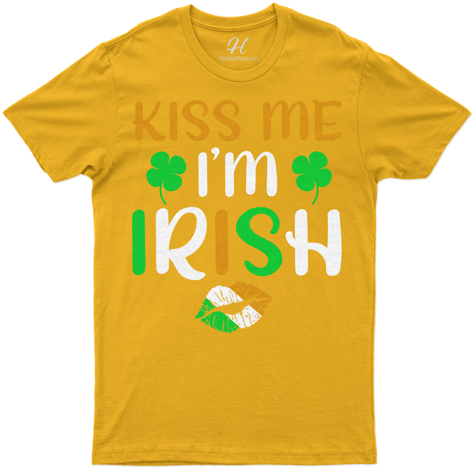 Festive 'kiss Me I'm Irish' Clover & Lips Graphic Tee For St. Patrick's Day Celebrations