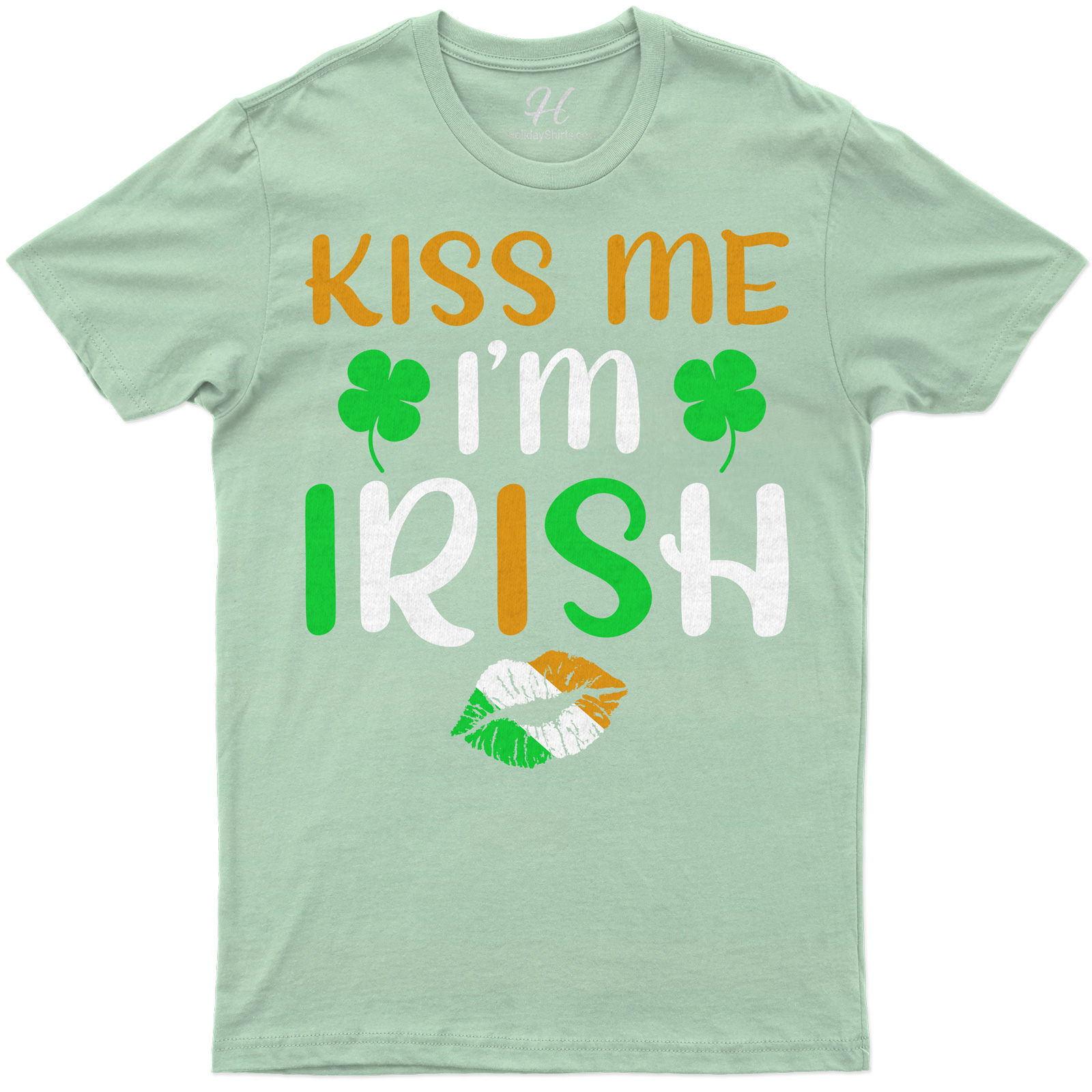 Festive 'kiss Me I'm Irish' Clover & Lips Graphic Tee For St. Patrick's Day Celebrations