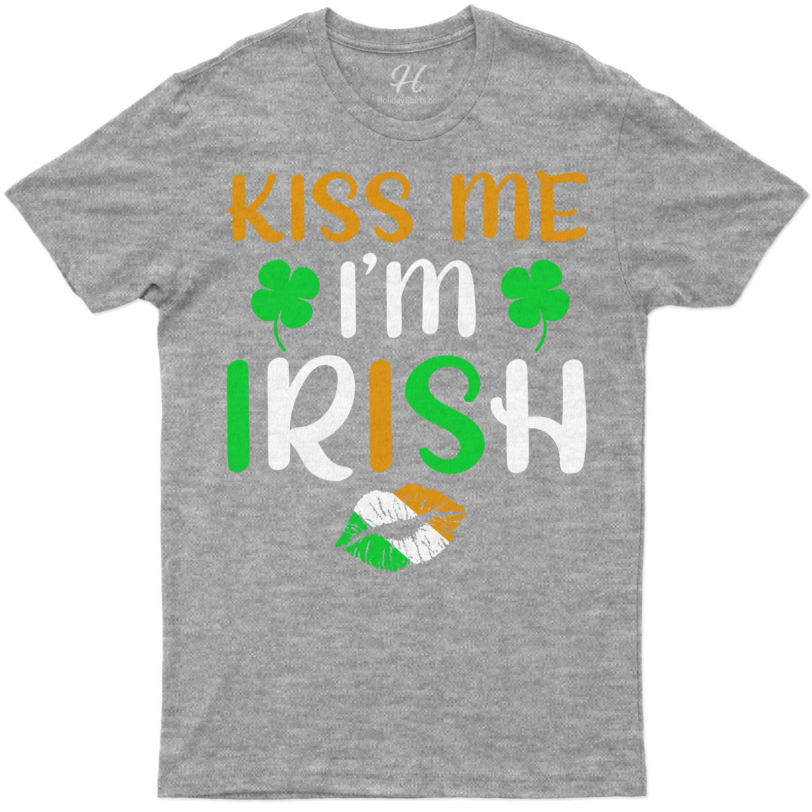 Festive 'kiss Me I'm Irish' Clover & Lips Graphic Tee For St. Patrick's Day Celebrations