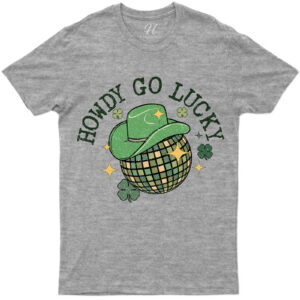 Festive 'howdy Go Lucky' Disco Ball And Shamrocks St. Patrick's Day Tee