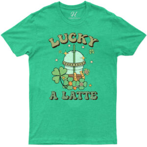 Lucky A Latte Festive St. Patrick's Day Graphic Tee With Clover And Helmet Design