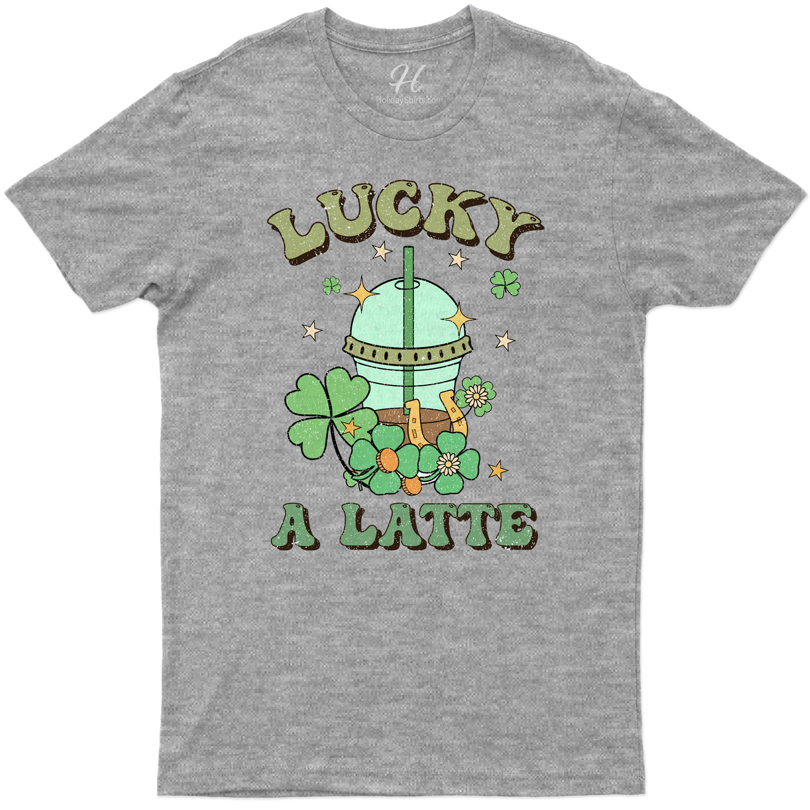 Lucky A Latte Festive St. Patrick's Day Graphic Tee With Clover And Helmet Design