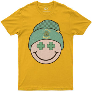 Happy-go-lucky Smiley Face St. Patrick's Day Tee With Clover Accents
