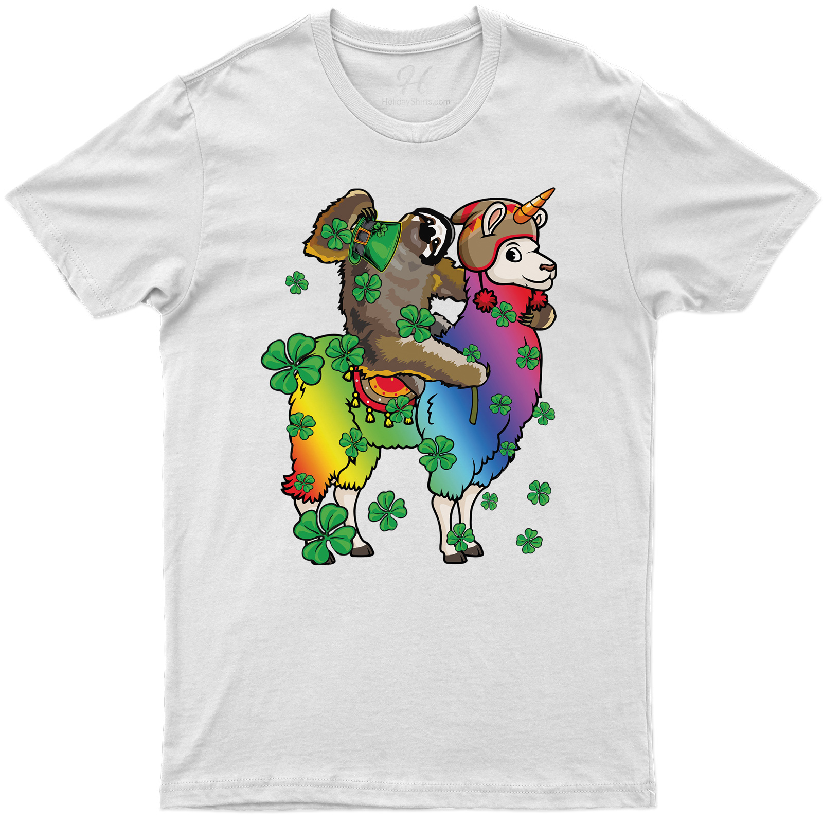 Sloth Riding His Lucky Llama St. Patrick's Day T Shirt