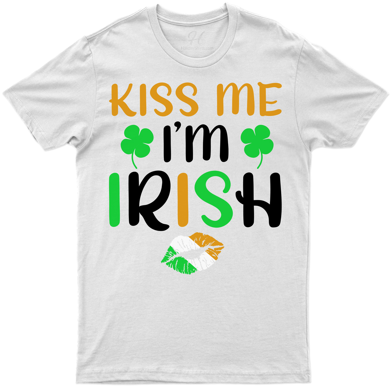 Festive 'kiss Me I'm Irish' Clover & Lips Graphic Tee For St. Patrick's Day Celebrations